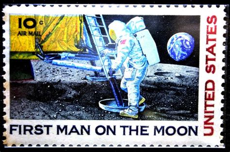 First Man on the Moon Postage Stamp Humans on the Moon Editorial Photography - Image of ...