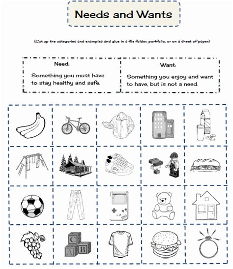 48 Needs Vs Wants Worksheet