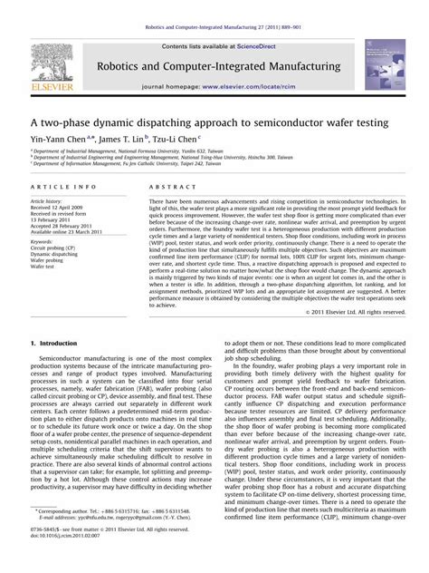 (PDF) A two-phase dynamic dispatching approach to semiconductor wafer ...