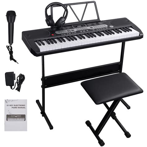 SKONYON 61 Key Portable Electric Piano Keyboard Set with Headphone, Stand, Stool and Power ...