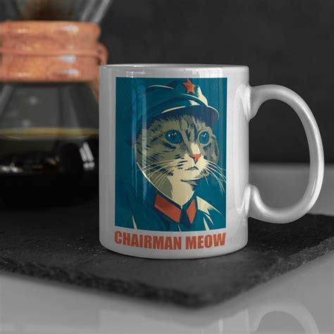 Chairman Meow Coffee Mug Funny Mao Zedong Cat - Etsy