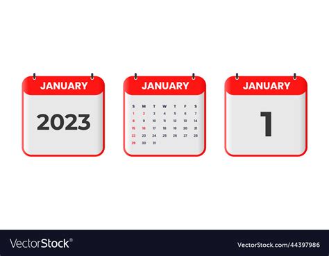 January 2023 calendar design 1st 2023 Royalty Free Vector