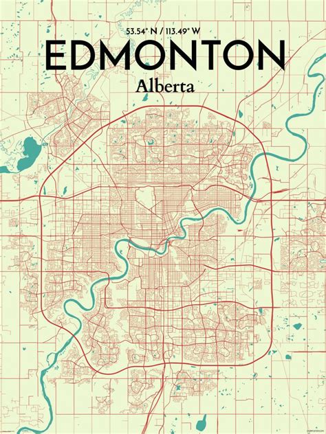 Ourposter 'edmonton City Map' Graphic Art Print Poster In throughout ...