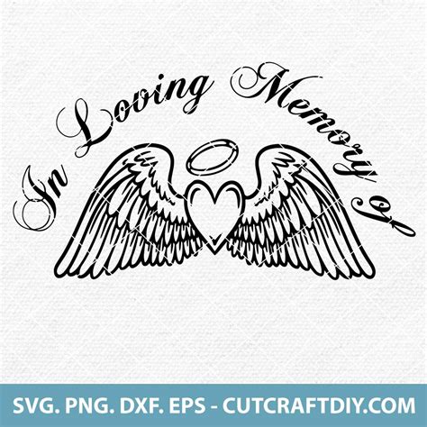 In Loving Memory SVG, Angel Wings SVG, Heart SVG, Memorial