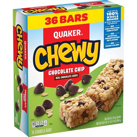 Quaker Chewy Granola Bars, Chocolate Chip (36 Pack) - Walmart.com - Walmart.com