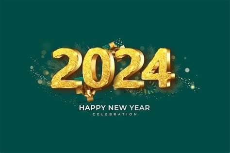 Premium Vector | Happy New Year 2024 festive realistic decoration ...