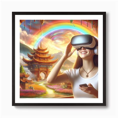 Young women wearing a VR headset 2 Art Print by P&V_printable_art - Fy