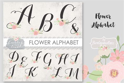 VECTOR Flower alphabet clipart