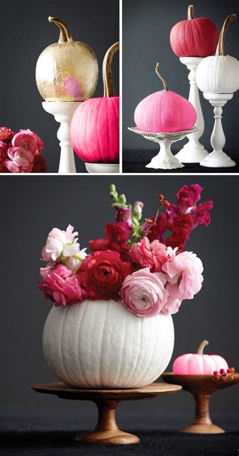 Pink Pumpkins and flowers. Halloween 'Pink-O-Ween' Theme Party Decorations & Ideas | Fall decor ...