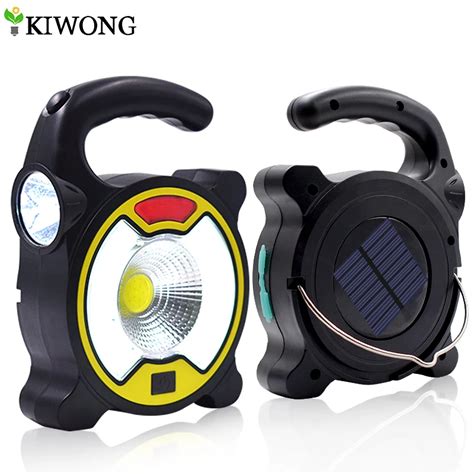 COB Solar Light Powered By Solar Or USB Cable Multifunctional Torch Flashlight Emergency Charger ...