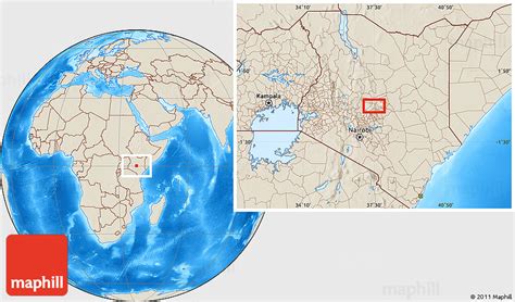 Shaded Relief Location Map of Nanyuki