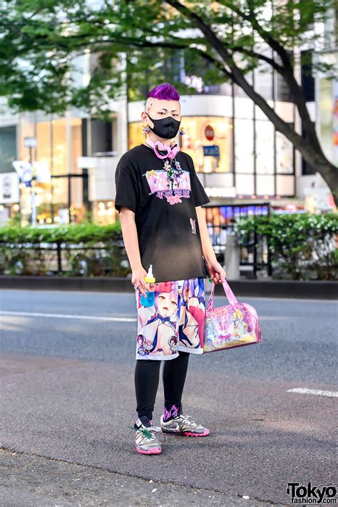 Japanese Anime, Akihabara & Otaku Fashion in Harajuku w/ Las42018 Tee, Handmade Anime Pants ...