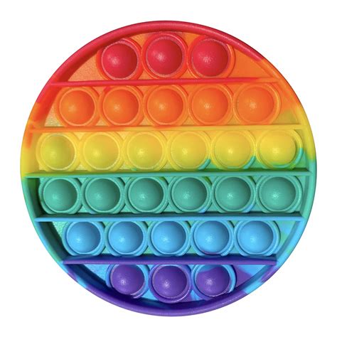 Rainbow Push Pop Fidget Toy Anxiety Relieve Stress Bubble Sensory ...