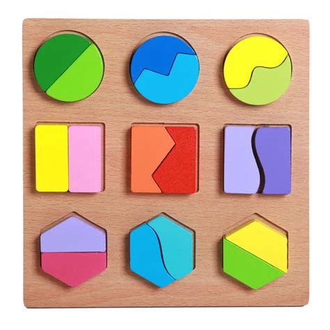 Montessori Kids Wooden 3D Puzzles Toy Teaching Aids Geometry Shape ...