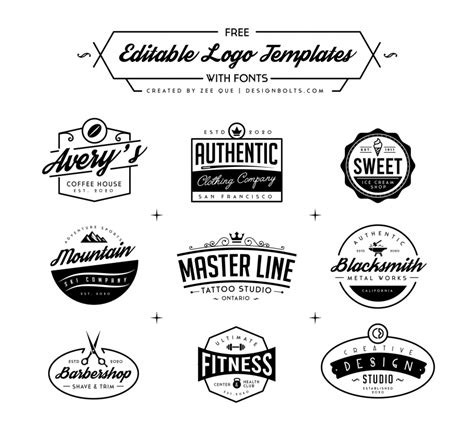 Free Professional Editable Logo Templates With Fonts in Vector Ai Format - Designbolts