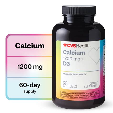 CVS Health Calcium 1200mg + Vitamin D3 Softgels, 120 CT | Pick Up In ...