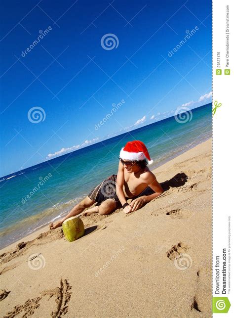 Santa Claus on Caribbean Beach Stock Image - Image of claus, emotion ...