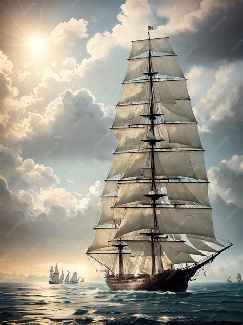 Premium AI Image | Old sailing frigate stands in the seaDigital creative designer art drawingAI ...