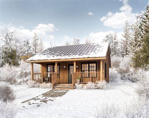 16' x 24' Aspen Cabin Architectural Plans - Small 385SF Budget House Blueprints in 2021 | Cabin ...