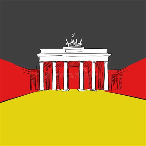 Germany Flag with Brandenburg Gate Stock Vector - Illustration of perspective, place: 83644638
