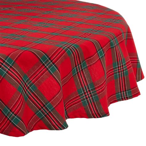 70" Classic Red and Green Traditional Holiday Plaid Round Tablecloth - Walmart.com