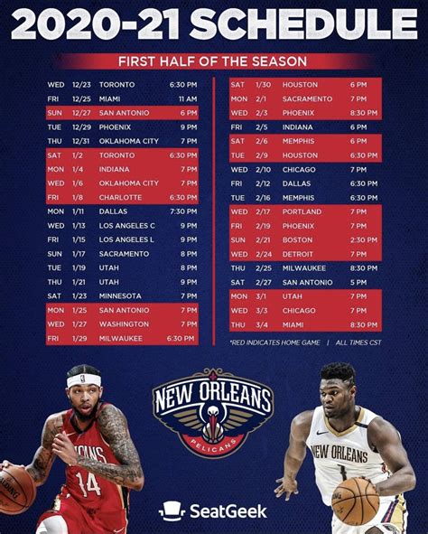 The 2020-2021 Pelicans schedule just released : r/NOLAPelicans