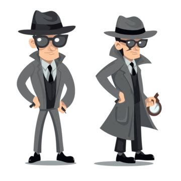 Spy Clipart Detective Characters Cartoon Vector, Spy, Clipart, Cartoon PNG and Vector with ...