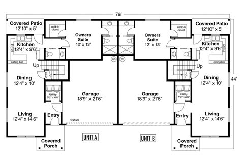 Duplex Multi-Family Plans - Duplex Floor Plans | COOL Multi-Family Plans