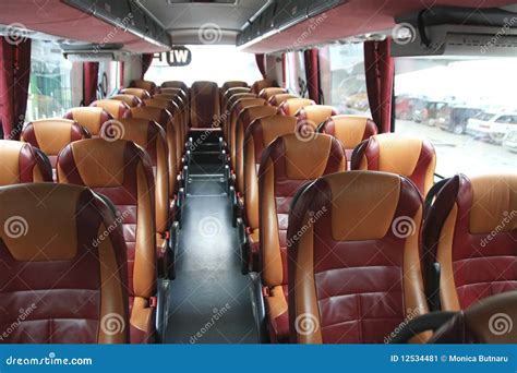 Interior of Big Coach Bus with Leather Seats Stock Image - Image of ...