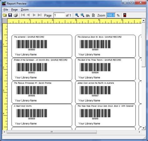 How to print barcode, title, library name on the avery 5160 label