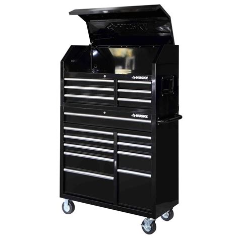 Husky 41 in. 16-Drawer Tool Chest and Rolling Tool Cabinet Set, Black-HOTC4116B1QES - The Home Depot