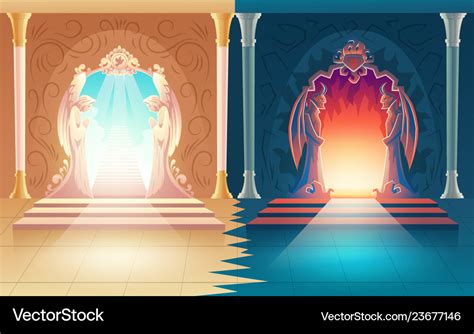 Heaven and hell gates afterlife entrance Vector Image