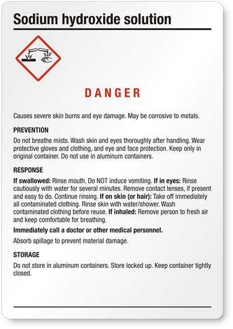 Sodium Hydroxide Labels