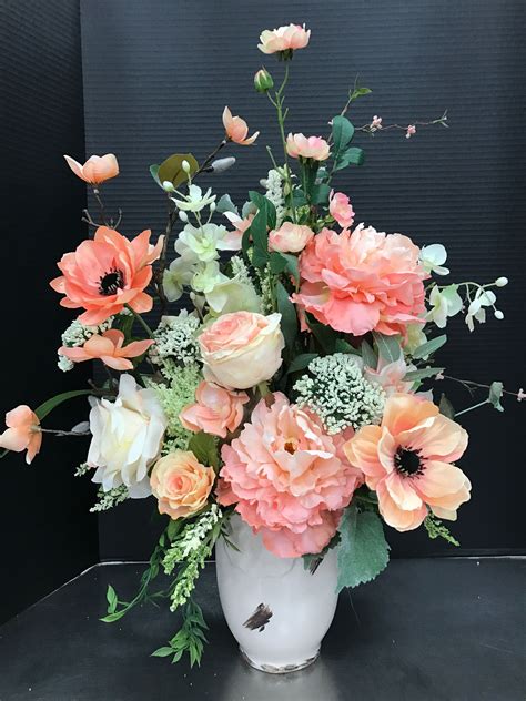 Large Peachy Spring Arrangement 2017 by Andrea Silk flower arrangements ...