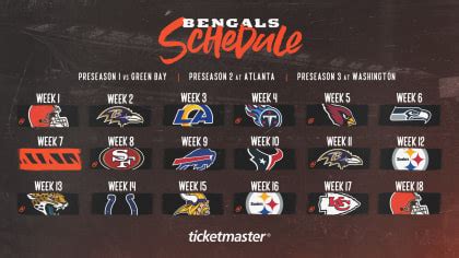 Cincinnati Bengals Printable Schedule 2023-24