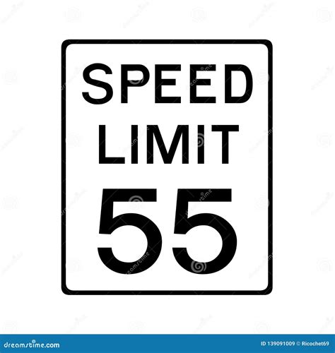 Speed Limit 55 Road Sign in USA Stock Illustration - Illustration of ...