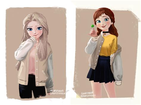 Modern Elsa and Anna (by anpufrozen) : r/Frozen