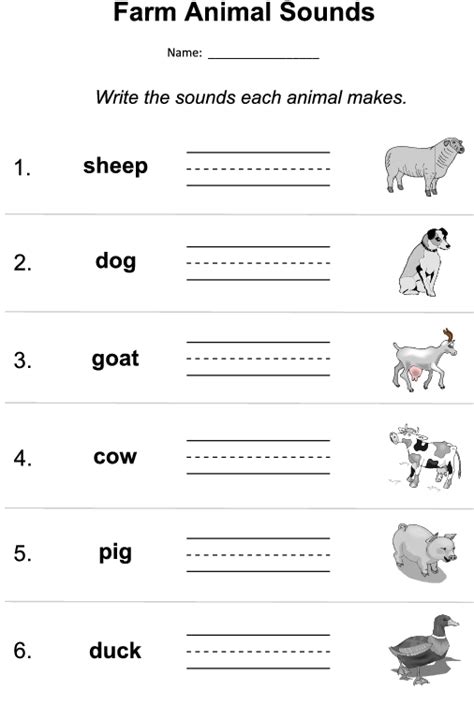 Farm Animal Sounds Worksheet