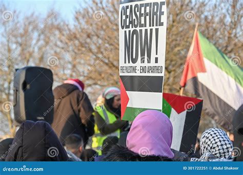 Pro Palestine Rally for Full Ceasefire Now March through the of Newham ...