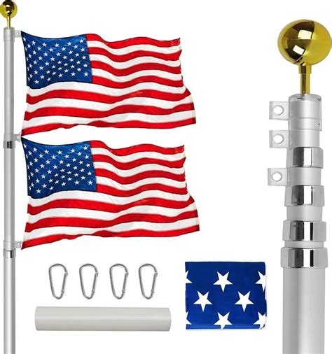 25FT Telescoping Flag Pole Kit, Aluminum Flag Pole | Live and Online Auctions on HiBid.com