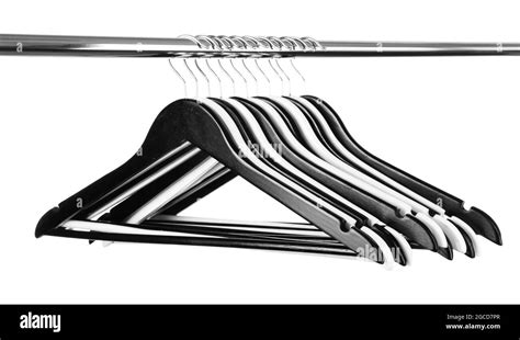 Black and white clothes hangers isolated on white Stock Photo - Alamy