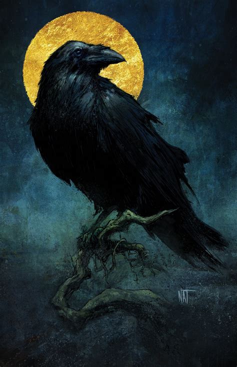 Moon Raven print by Nat Jones raven crow black bird Nat | Etsy