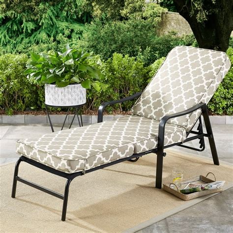 Mainstays Cabot Grove Outdoor Chaise Lounge with Gray/White Cushions - Walmart.com - Walmart.com