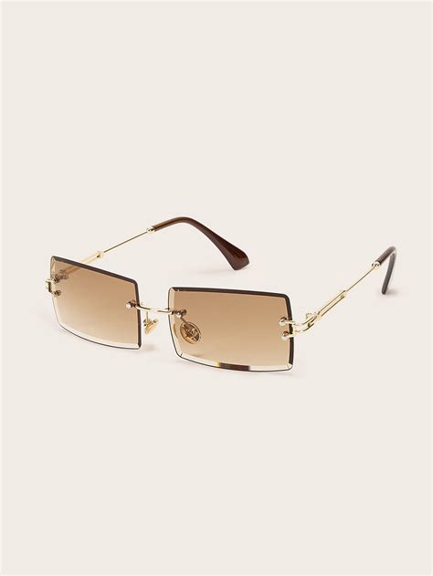 Rimless Square Frame Sunglasses | SHEIN UK