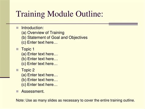 Training Module Outline Template