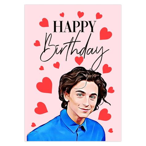 Cute Timothee Chalamet Birthday Card Pink Happy Birthday Card | Etsy