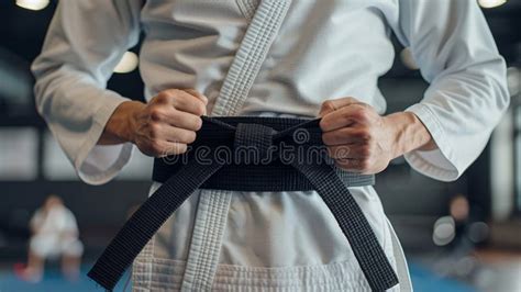 Karate Belt Tying in Dojo Symbol of Discipline and Tradition in Summer ...