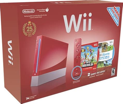 Nintendo Nintendo Wii Console (Red) with Wii Sports and New Super Mario Bros. Wii RVLSRAAK ...