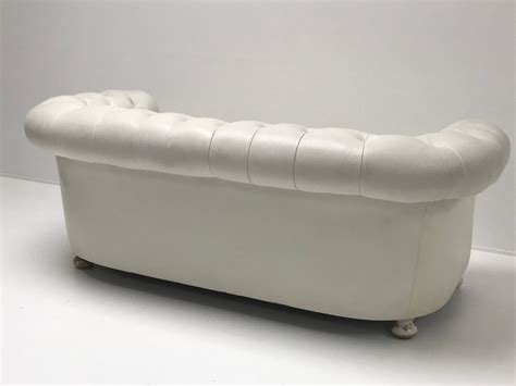 Vintage White Leather Chesterfield Sofa, 1980s for sale at Pamono