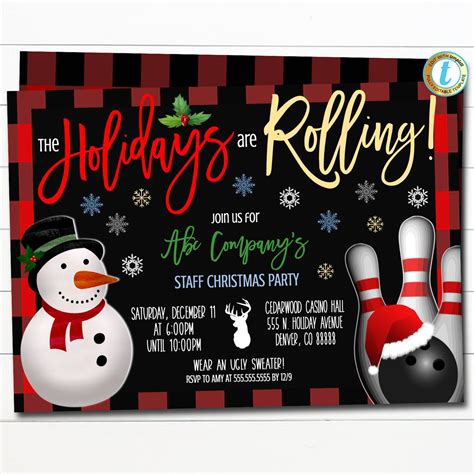 Christmas Bowling Party Invitation | Holiday Corporate Party — TidyLady Printables